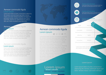 Leaflet cover presentation abstract geometric background, layout in A4 size Blue fold set technology annual report brochure flyer design template vector