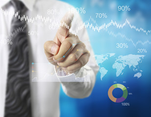  financial symbols coming from hand