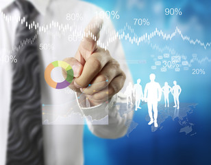  financial symbols coming from hand