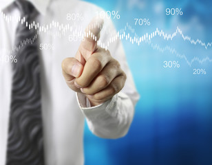  financial symbols coming from hand