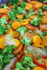 cooked vegetables: tomato, brocoli, carrot