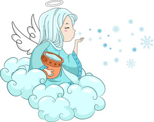 Kid Girl Snow Angel Blow
