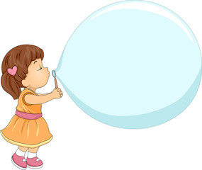 Kid Girl Blow Bubble