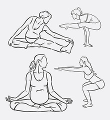 Meditation yoga fitness sport hand drawing. good use for symbol, logo, web icon, mascot, sticker, sign, or any design you want.