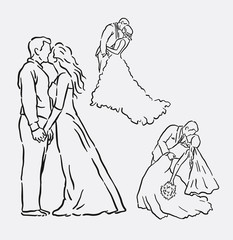 Wedding romantic couple sketch. Good use for symbol, logo, web icon, mascot, sticker, sign, element, object, or any design you want.