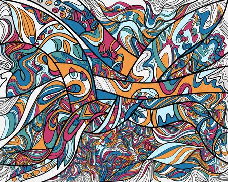 Abstract line art with coloring