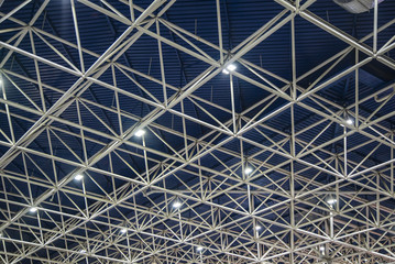 Metal girder extensive scaffolding providing platforms for stage structure support