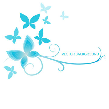background with  blue butterflies, vector