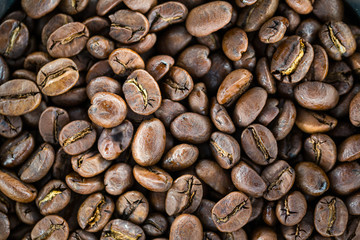Coffee beans with interesting light. Background image