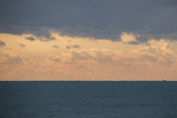 cloudy sky at sea in winter