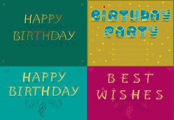 Greeting cards with text Happy Birthday