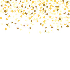 Gold star confetti celebration isolated on white background. Falling golden abstract decoration for party, birthday celebrate, anniversary or Christmas, New Year. Festival decor. Vector illustration