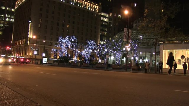 Pedestrian jaywalking night street