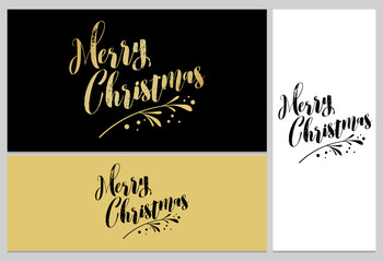 Merry Christmas greeting card, poster and banner with lettering