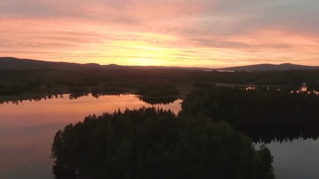 Midsummer sunset in Sweden.