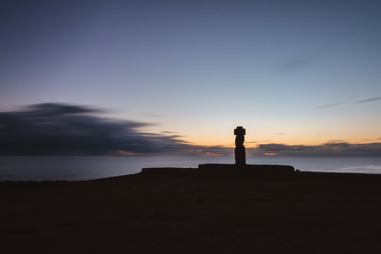 Moais at sunset