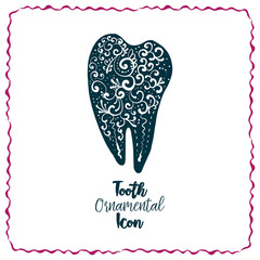 Tooth with doodle ornament