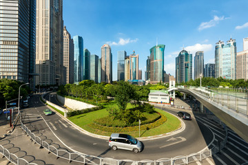 Fototapeta na wymiar Shanghai luajiazui finance and business district trade zone