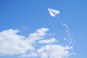 桜 紙飛行機　背景 春イメージ