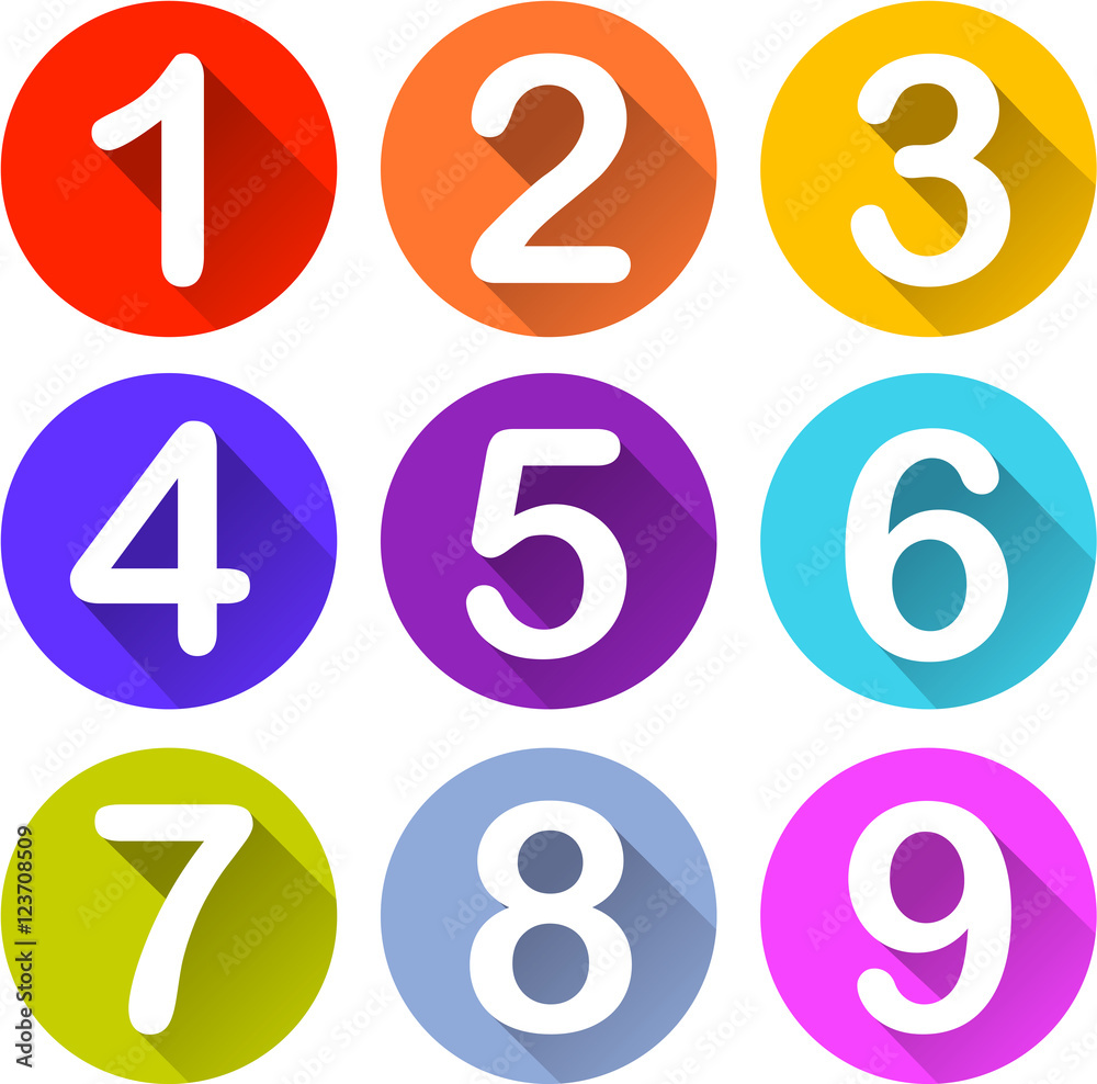 Poster colorful numbers icons