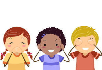 Stickman Kids See Hear Speak Evil