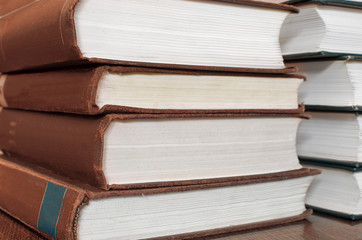 Forefront of a group of books stacked