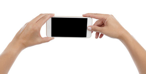 Taking Photo with Smart Phone Isolated