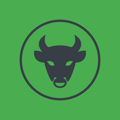 bull head icon in circle, ox symbol