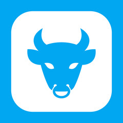bull head icon, pictogram with ox on white