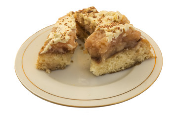 Apple pie with cream on a white background.
Site about desert , food, kitchen, cooking, baking.