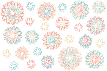 Watercolor abstract flowers on white background