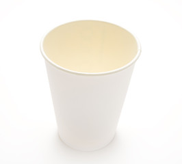 Empty paper cup of coffee isolated on white background