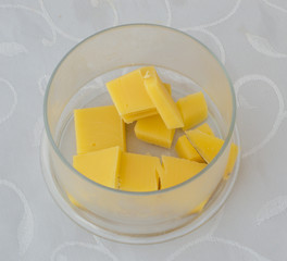 Cheese served in a bowl for Turkish breakfast