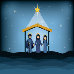 Jesus god joseph and mary cartoon icon. Holy family and merry christmas season theme. Colorful design. Vector illustration