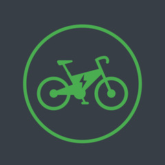 Fototapeta na wymiar Electric bike icon in circle, e-bike pictogram, modern eco-friendly transport, vector illustration