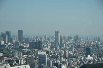 Fototapeta na wymiar 高台からの都市の展望コンクリートジャングル