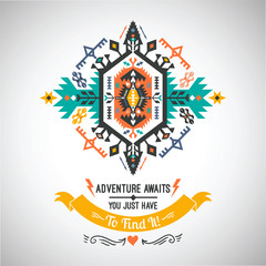 Vector colorful decorative element on native ethnic style