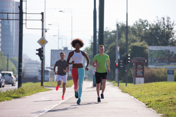 multiethnic group of people on the jogging