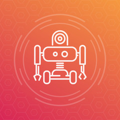 Robotics linear icon, robot, mechanical engineering