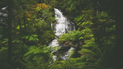 Poster Im Rahmen Wasserfall Triplet Falls im Regenwald an der Great Ocean Road in Australien © kentauros