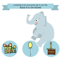 Congratulations birthday with a character elephant