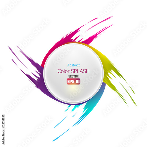 "Circle with abstract paint splashes. Vector illustration." Stock image