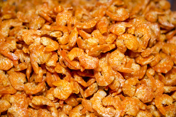 Dried shrimps for sale at the wet market of Ban Pe