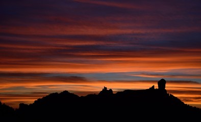 Fototapeta na wymiar Amazing sky at sunset, summit of Gran canaria, Canary islands