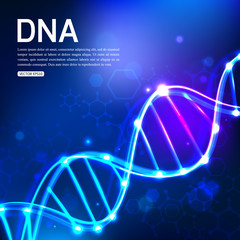 DNA on dark blue background biotechnology and medicine. Vector illustration EPS 10 format