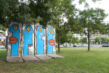  old sections of the Berlin Wall at Potsdamer Platz in Berlin