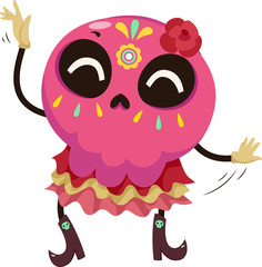 Mascot Sugar Skull Dancing