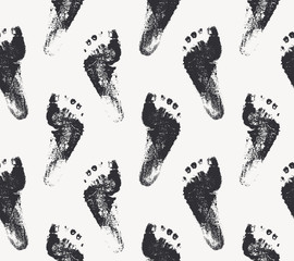 Materiał do szycia Vector seamless pattern with human foot prints
