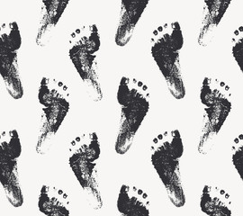 Vector seamless pattern with human foot prints