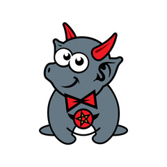 Vector funny little imp Cartoon Illustration.